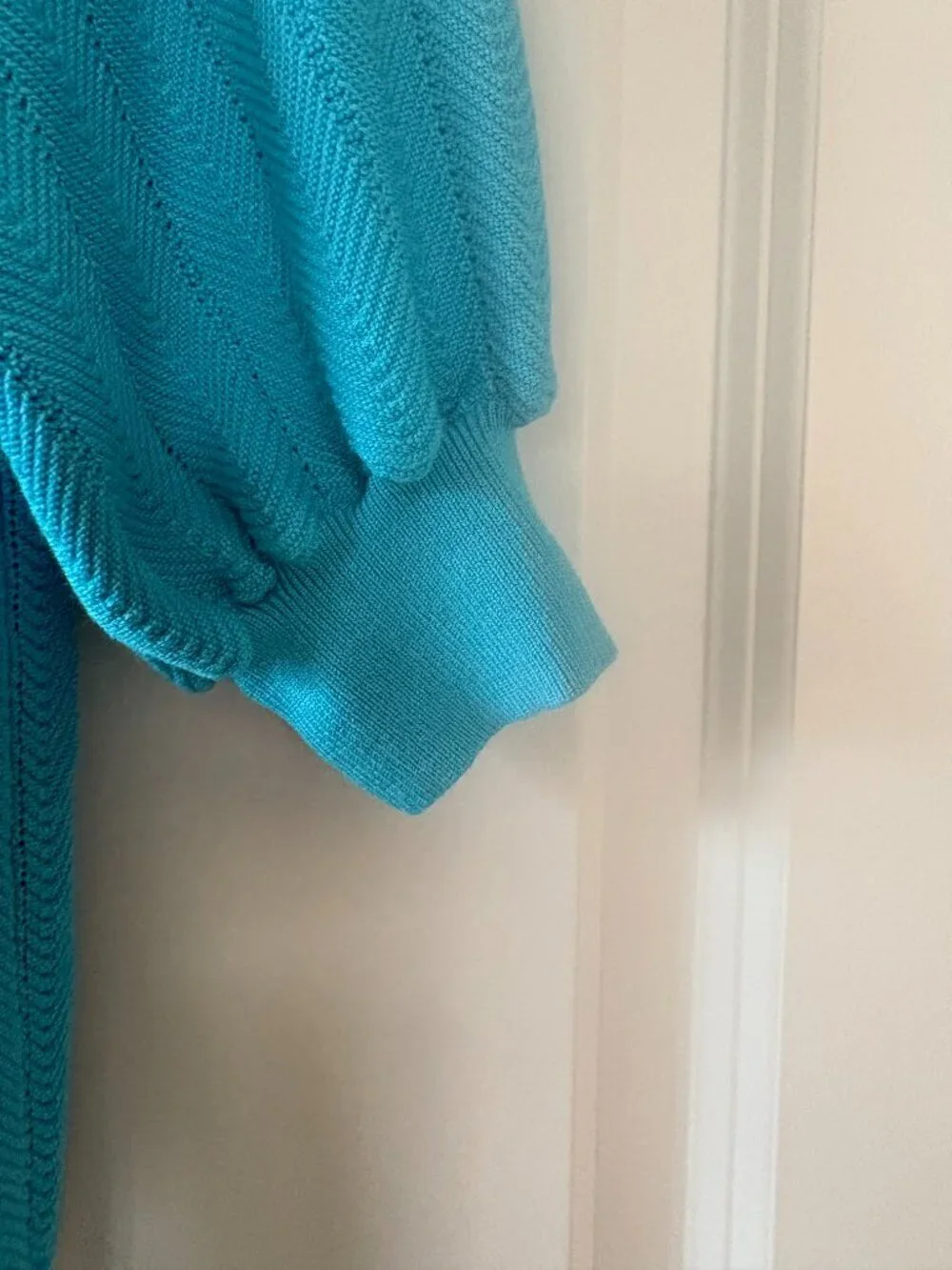 Talbots Azure Blue Tipped Johnny Collar Polo Sweater Size Petite P